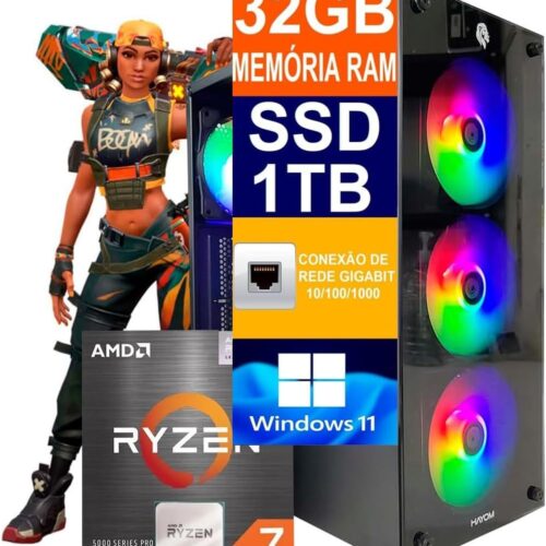 Pc Gamer Computador Cpu Ryzen 7 5700G / SSD 1TB M.2 NVMe / 32gb Memória Ram Ddr4 / Windows 11 Pro