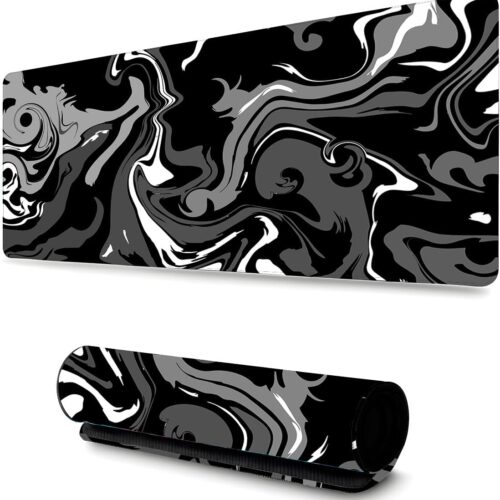 Mouse Pad Gamer Profissional Grande Confortavél Anti Derrapante 90x40 Escritório - Abstrato Preto e Branco