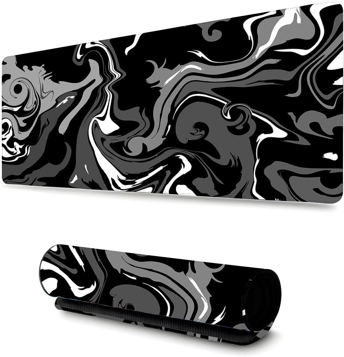 Mouse Pad Gamer Profissional Grande Confortavél Anti Derrapante 90x40 Escritório - Abstrato Preto e Branco