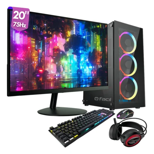 PC Gamer Completo Fácil Pulse AMD Ryzen 5 5600G Placa mãe B450 Gráficos Radeon VEGA 7 16GB DDR4 3200Mhz SSD 480GB Monitor 20" 75Hz Fonte 500W PGF-0100PU